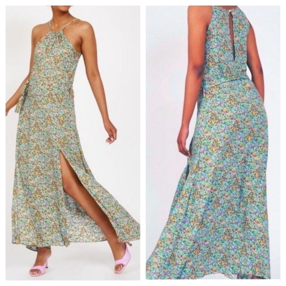 Silk & Salt Floral Halter Split Maxi Dress - Picture 2 of 15